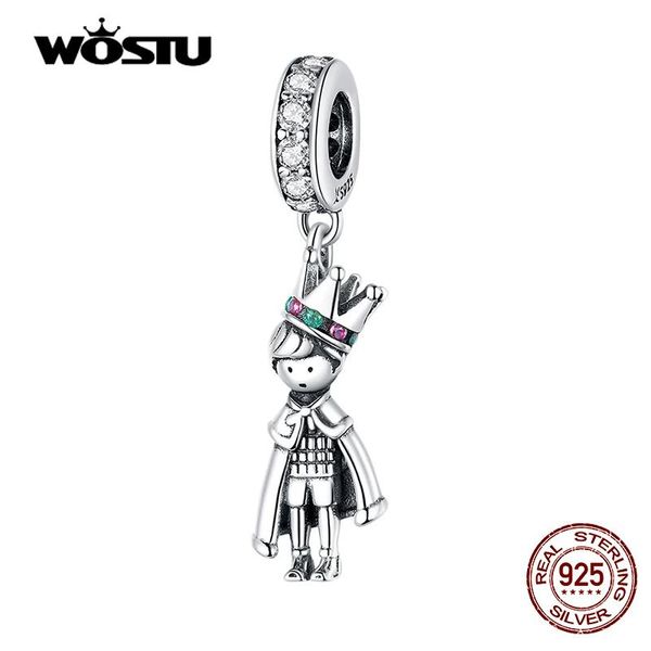 Autres Wostu Crown King Charms Sterling Sier Boys Pendentif Zircon Perle Fit Original Bracelet Collier Bijoux Meilleur Cadeau Cqc1584