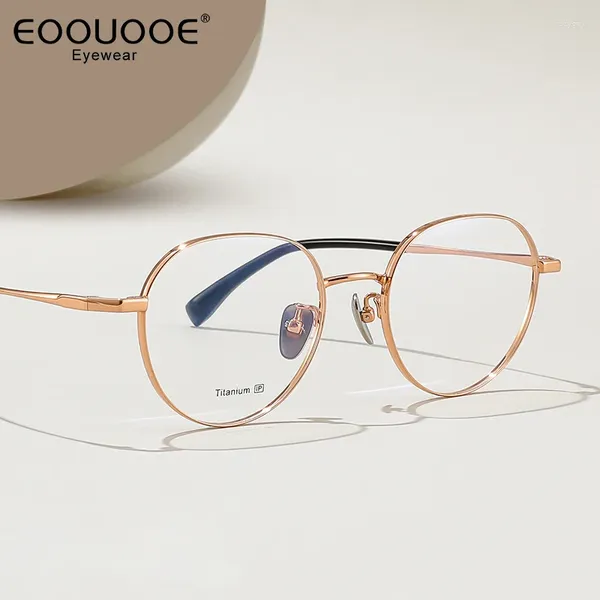 Occhiali da sole in titanio occhiali da donna uomo computer anti -occhiali leggeri di occhiali rotondi transizione lenti grigie Lettura ottica