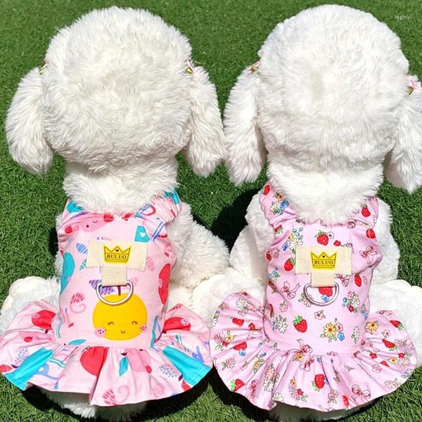 Vêtements pour chiens Imprimer Floral Jupe Printemps Été Harnais Robe avec D-Ring Chemise Chat Chiot Poitrine Sangle Vêtements Pour Animaux De Compagnie