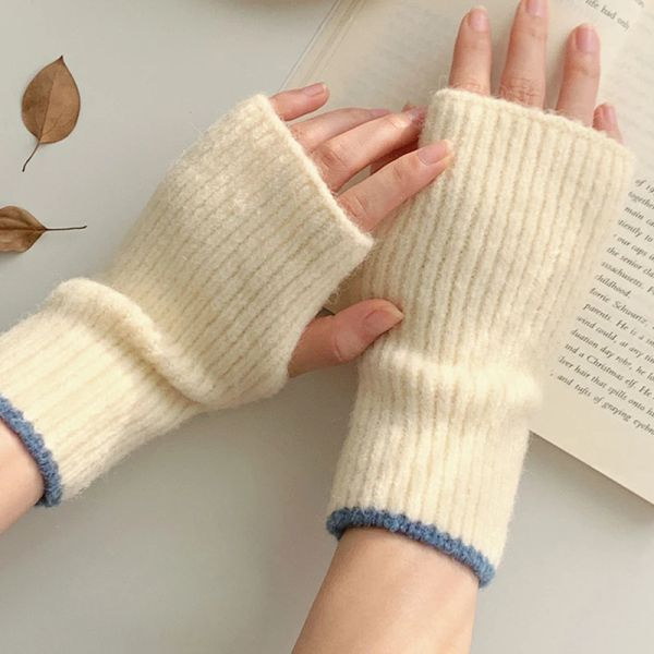 Neue Mode Halbe Finger Handschuhe Herbst und Winter frauen Handschuhe Weiche Gestrickte Finger Handschuhe Armband Einfarbig Fäustlinge