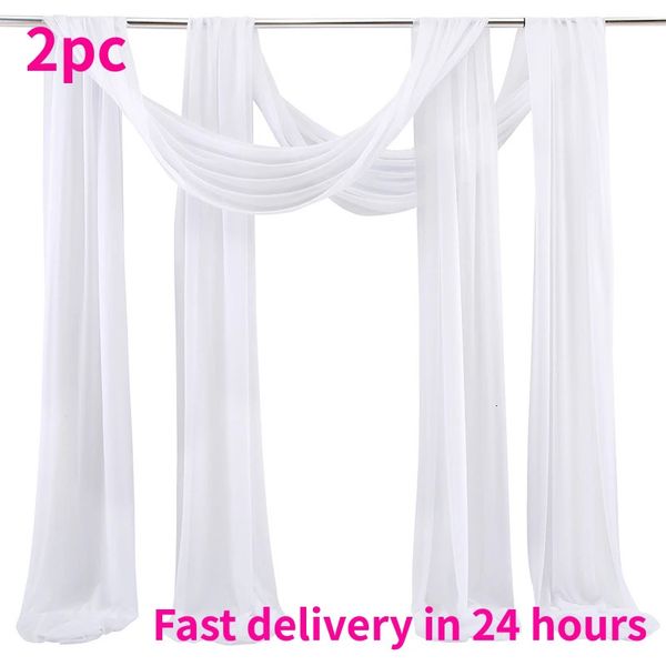 2pc Arco di nozze Drappo Tessuto chiffon Drappeggio Tenda Panneggio Forniture per feste di compleanno Cerimonia Ricevimento Appeso Decorazione della parete 231220