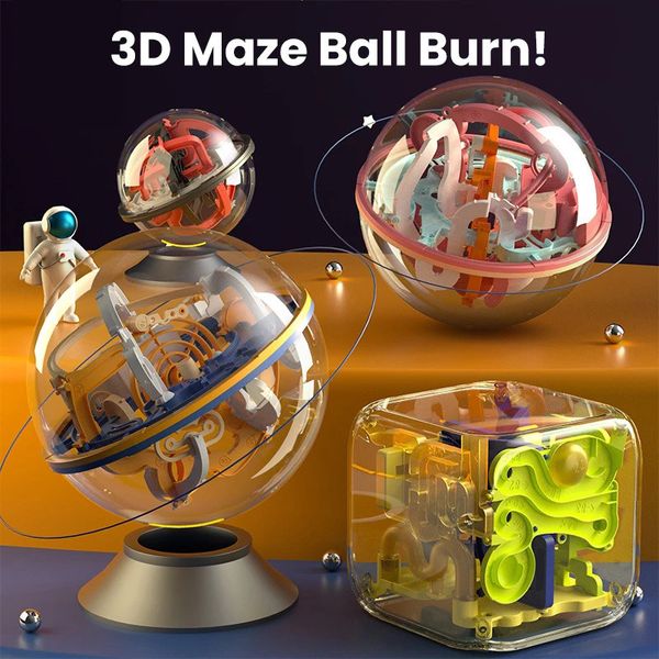 3D Puzzle Bulmaca Ball Labirent Oyuncak Çocuklar Zorluk Engel Oyunu Labirent Montessori Denge Street Gezerek 231219