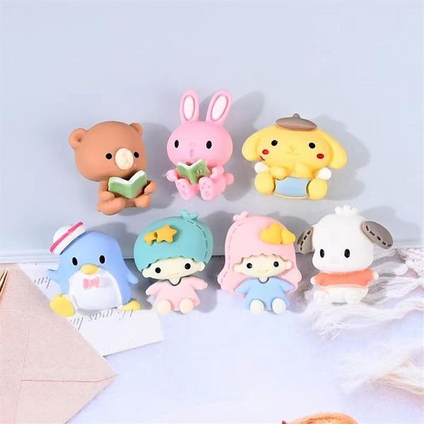 20 peças componentes de resina com parte traseira lisa de animais fofos de desenhos animados cabochão kawaii cachorro urso coelho personagens telefone peças de decoração diy scrapbook acc224l