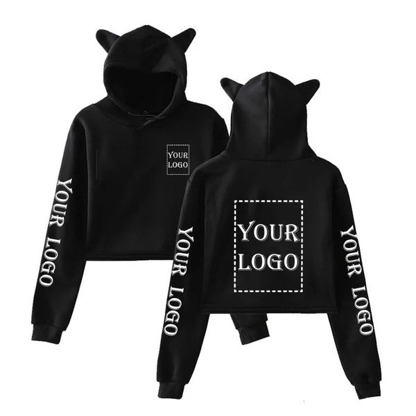 Kadınlar Ceketler Özel Mahsul Hoodie Kendi Tasarım Marka Marka Resmi Baskı Sweatshirt Kadın Moda Kedi Kulak Kpop Hip Hop Diy giysileri 231219