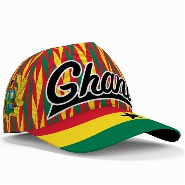 Ballkappen Ghana Baseballkappe Maßgeschneiderte Name Team Spiel Gh Schirmmützen Gha Land Reise Republik Nation Flagge Ghanaer Headg303C