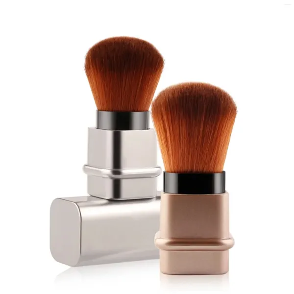 Pincéis de maquiagem 1 peça pincel de base de pó solto mini retrátil portátil blush com capa também ferramentas cosméticas viagem