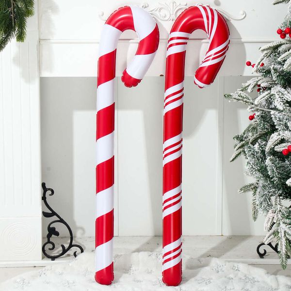 Upgrade 90 cm aufblasbare Weihnachts-Zuckerstangen-Stick-Luftballons im Freien, Zuckerstangen-Dekor für Weihnachtsdekoration, Lieferungen 2023, Navidad-Geschenke