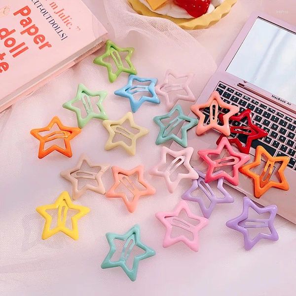 Saç Aksesuarları 10 PCS/SET KORE CAMY RENK YILDIZ PIN Tatlı Çocuklar Pentagram Klipleri Kız Bebek Havalları Çocuklar