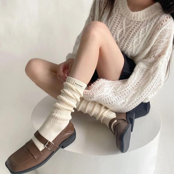 Kadınlar SOCKS Sonbahar Kış Japon Moda Kızlar Sevimli Yüksek JK Lolita Kawaii Düz Renk Siyah Beyaz Gri Uzun