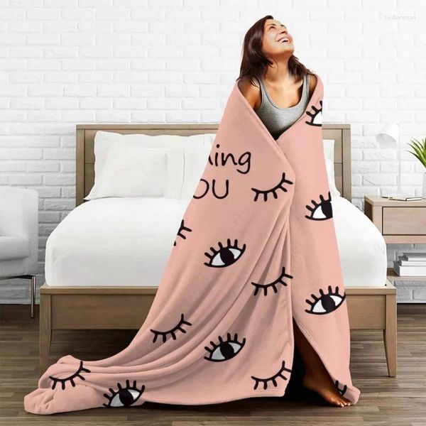 Coperte Flanella Ciglia Primavera/Autunno Occhi Belli Coperta Leggera Traspirante Per Biancheria Da Letto Trapunta Sottile Peluche Da Viaggio