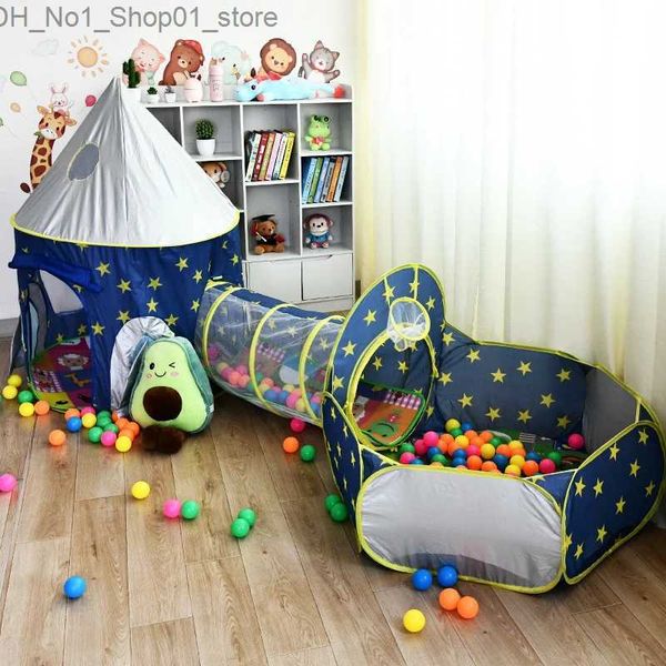 Tende giocattolo 3 in 1 spaziale portatile tenda per bambini giocattoli da campeggio tende da gioco tunnel piscina per bambini per bambini pop-up tenda pop-up q231220
