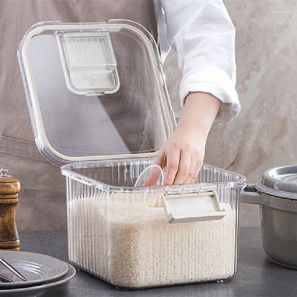 Bottiglie di stoccaggio Barattolo di botte di riso per spezie Utensili da cucina Scatola di casa Forniture Organizzatore Contenitore sigillato per frigorifero Accessori in plastica bianca