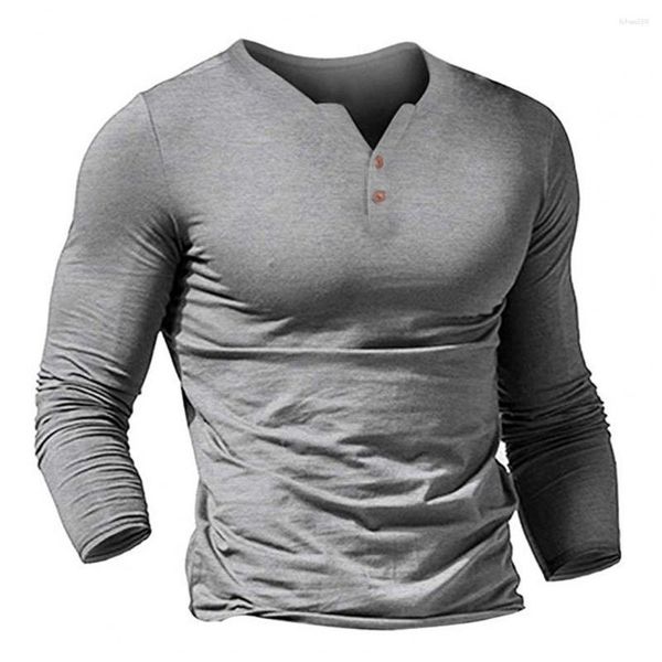 Herren-T-Shirts solide V-Ausschnitt Slim Longleved T-Shirt Color und Fit