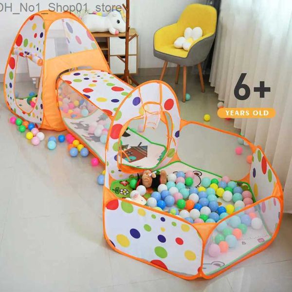 Tende giocattolo 3 in 1 Tenda portatile per bambini Giocattoli Tenda da campeggio Piscina di palline per bambini Casa da gioco Tunnel strisciante Tende pop-up all'aperto Q231220