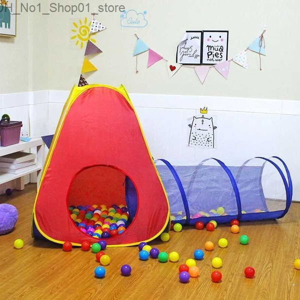 Tents Toy Tents Tunnel indoor 2 in 1 tenda giocattolo giocattoli pieghevoli bambini che strisciano piscine portatili piccole case per ragazzi regalo per bambini q231220