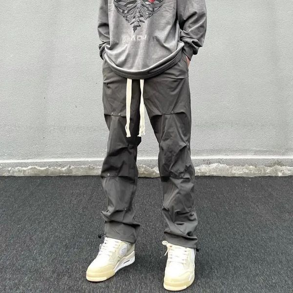 Männer Jeans Fashion Jogger Männer Cargo Hosen High Street Einzigartige Plissee Design Streetwear Hip Hop Harajuku Hosen Gerade Breites Bein 231219