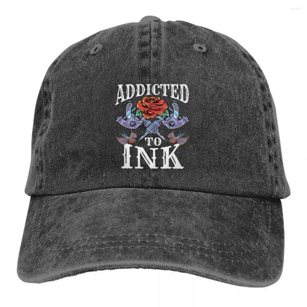 Cappellini con sfera Addicted To Ink Tattoo Artist Amante Accessori Baseball Inchiostrato Tatuato Tatuatore Tatuatore Cappello di cotone invecchiato Retro