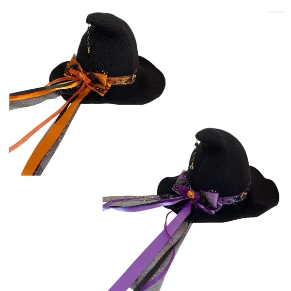 Berets elegante chapéu de bruxa delicado pingente chapéus para masquerade abóbora adultos cosplay traje acessório