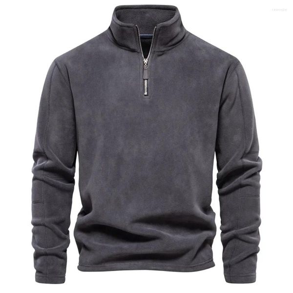 Männer Hoodies Half Zip Stehkragen Pullover Für Männer Herbst Winter Mode Polar Fleece Tops Herren Langarm Sweatshirt männlichen Kleidung