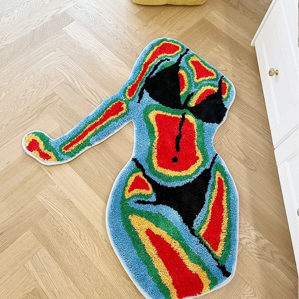 Tappeto trapuntato fatto a mano per il corpo femminile a forma di tappeto trapuntato in peluche soffice e morbido a più colori Decorazioni per la casa Soggiorno camera da letto estetica 231220