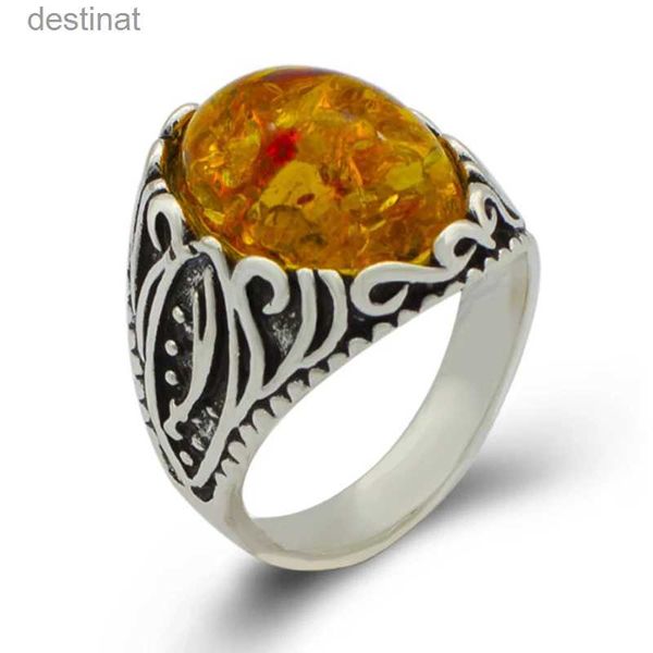 Solitari Ring Ring Bohemian Vintage Yellow Stone Rings for Women Anel Boho Dichiarazione Anelli di fidanzamento del matrimonio Uomini Jewelryl231220