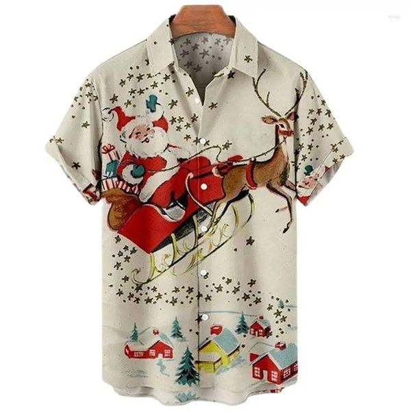 Camicie casual maschile estate di Natale Halloween festa corta Streetwear Streetwear Festival Hawaiian Costume Snowman Vintage Y2K Harajuku Shirt