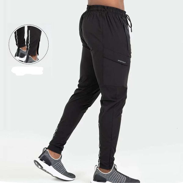 Pantaloni da uomo per sport, tempo libero, fitness, moda autunno e inverno Pantaloni da corsa con strisce sottili riflettenti Super elastici, traspiranti e veloci