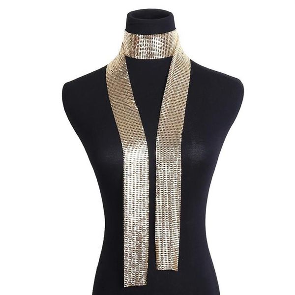 Collana di dichiarazione punk Girocolli lunghi in lega di alluminio con paillettes Girocollo lungo da donna Girocolli gioielli di moda di alta qualità2971