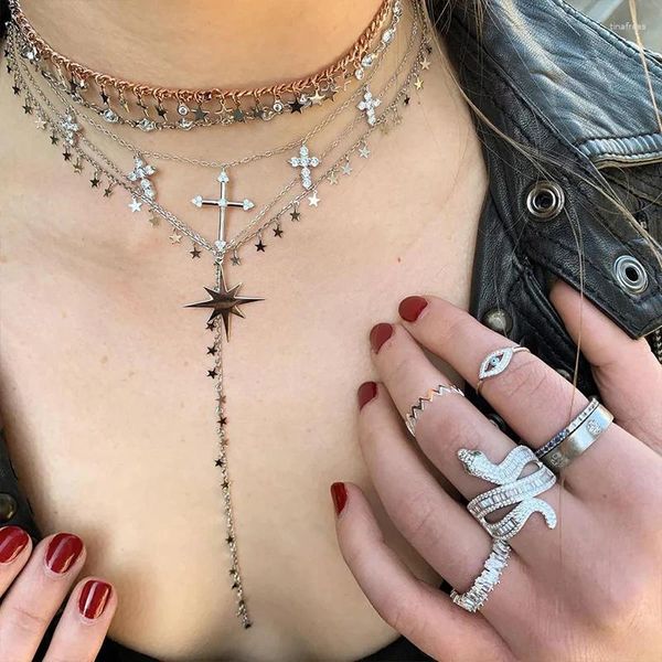 Choker Fashion Star Link Kette Halsketten Für Frauen Mädchen Gold Silber Farbe Niedlichen Hals Damen Trendy Schmuck