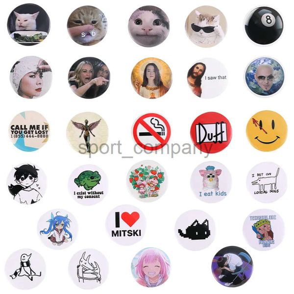 Broche criativo fofo engraçado gato triste desenho animado letras de animais colarinho crachás de metal roupas chapéu botões