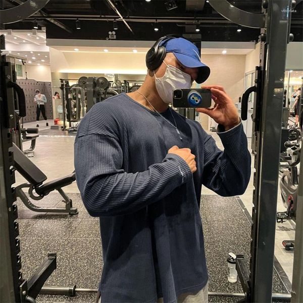 Magliette da uomo 2023 t-shirt fitness uomini a maniche lunghe casual maniche lunghe bodybuilding workout maglietta magro magro
