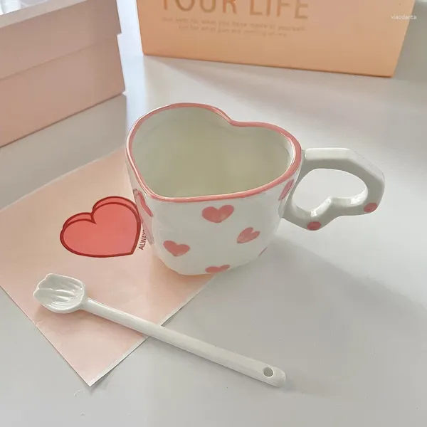 Tassen Valentinstag Kreative Keramiktasse Nahen Osten Stil Kaffeetasse Herzförmige Nachmittagstee Milch Tassen Mädchen Paar Weihnachtsgeschenk