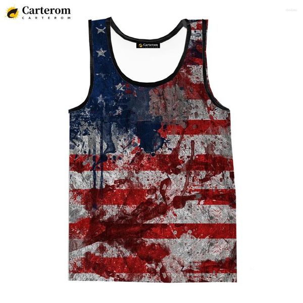 Erkek tank üstleri moda yaz erkekler Amerikan bayrağı kolsuz tişörtler dijital baskı harajuku yelek 3d baskılı büyük boy tees