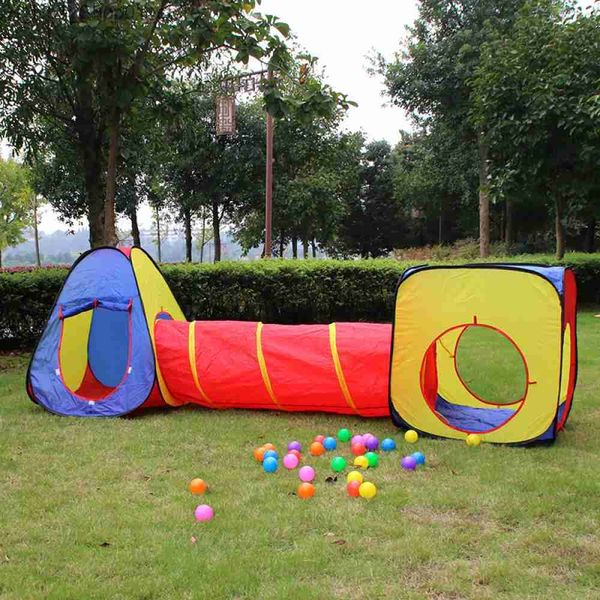 Tendas de brinquedo 3 em 1 jogo tocam brinquedos de bebê piscina de bola para crianças bolas de oceano piscina infantil infantil brincar túnel de túnel de tenda túnel de túnel de casa garotas q231220