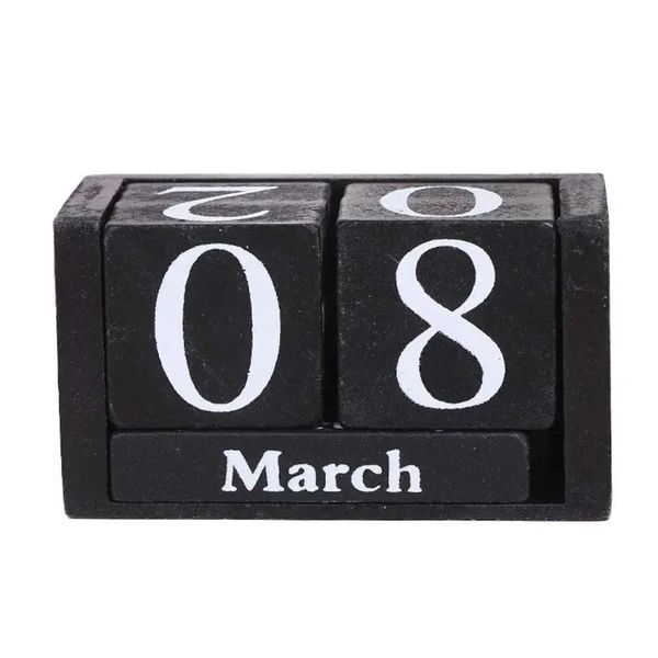 Calendario perpetuo in legno vintage Blocchi eterni Visualizzazione della data del mese Accessori per il desktop Puntelli per la decorazione dell'home office 231220