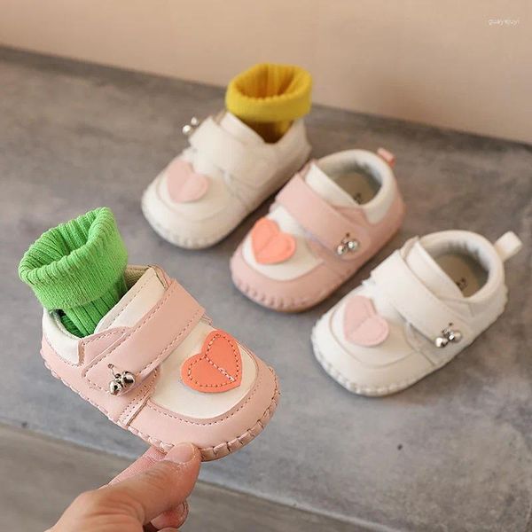 Кожаная обувь для первых ходунков для маленьких девочек, весенне-осенняя обувь для малышей, нескользящая обувь с мягкой подошвой для детской кроватки, От 0 до 18 месяцев
