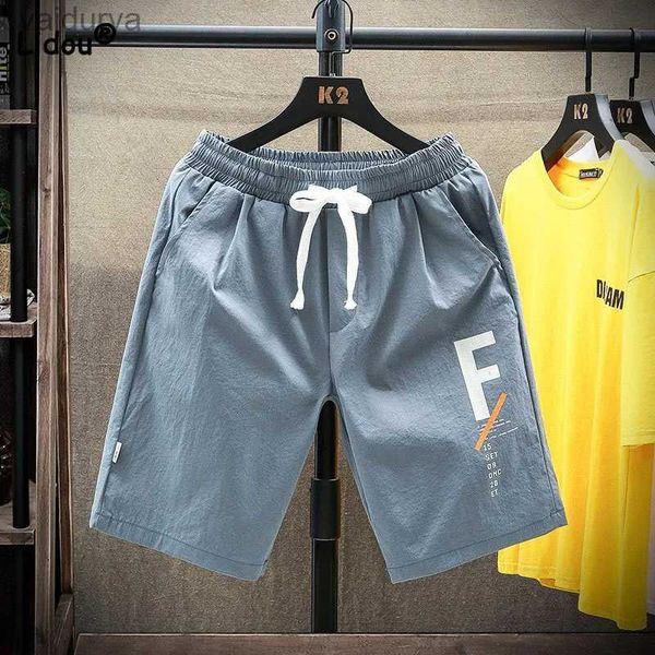 Männer Shorts Mode Elastische Hohe Taille Jungen Casual Knie Hosen 2023 neue Sommer Kleidung Trend Allgleiches Lose Taschen Kordelzug shorts YQ231220