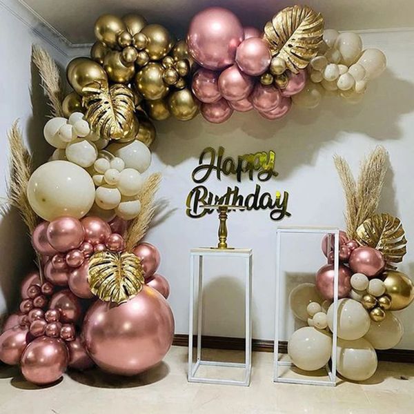 Rosa Ballon-Girlanden-Bogen-Set, Roségold-Metallic-Latex-Luftballons, Kindergeburtstag, Hochzeit, Party-Dekoration, Babyparty, 231220