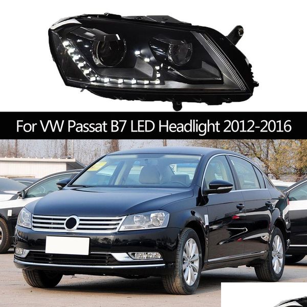 Fari per auto Fari per auto mobili Assemblaggio Led Luce di marcia diurna per Vw Passat B7 Faro anteriore Lampada frontale Accessori per illuminazione Dhn5M