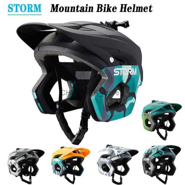 Tırmanma Kaskları Yarış Çalışması Storm Mountain Bisiklet Kask Bisiklet Işık Arı Hız İniş DH Off-road Araç Orman Trail Tam Kask Nefes Alabilir