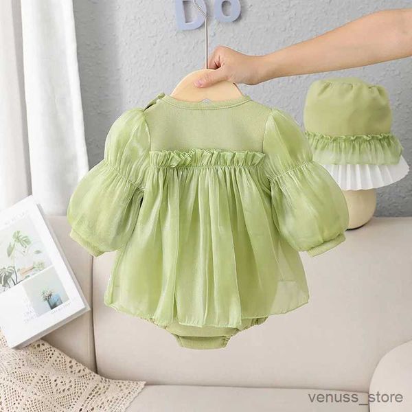 Mädchenkleider Frühlingspaket Furz Baby Strampler Anzug Neugeborenes Baby Kleidung Dreieck ha klettern Kleidung Biege Kleid