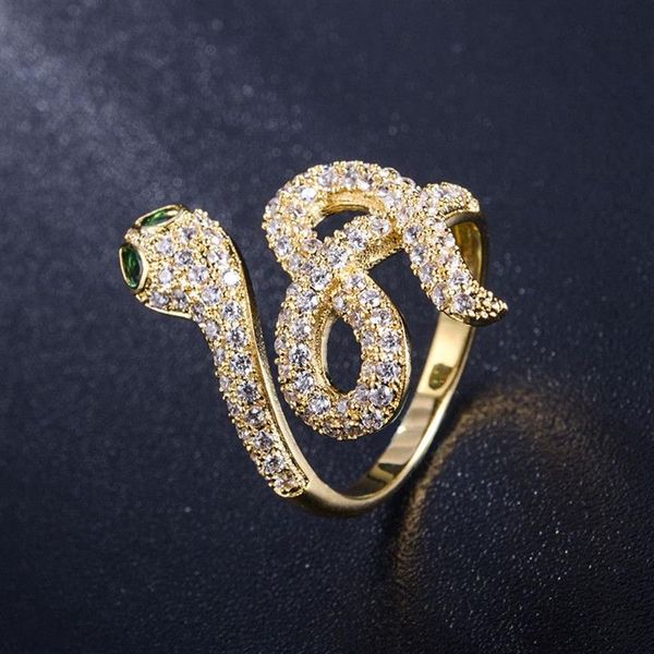 Kupfer Bling Gute Qualität Kristall Schlange Ring Gold Silber Ringe Frauen Hip Hop Ringe Ehering für Jungen Schmuck Geschenke mit Box263Z