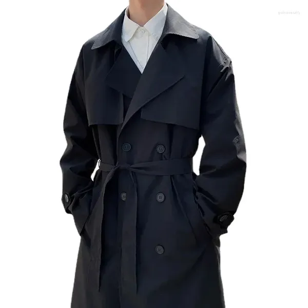 Trench maschile in stile coreano cappotto autunno uomo streetwear winkcoat trench maschio giacche di business solide casual sciolte a lungo soprabito a lungo