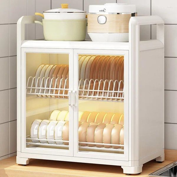 Küche Lagerung Haushalt Tisch Abtropfgestell Aluminium Legierung Material Rack Staub Gürtel Abdeckung Besteck Halter Visuelle Schrank Tür Regal