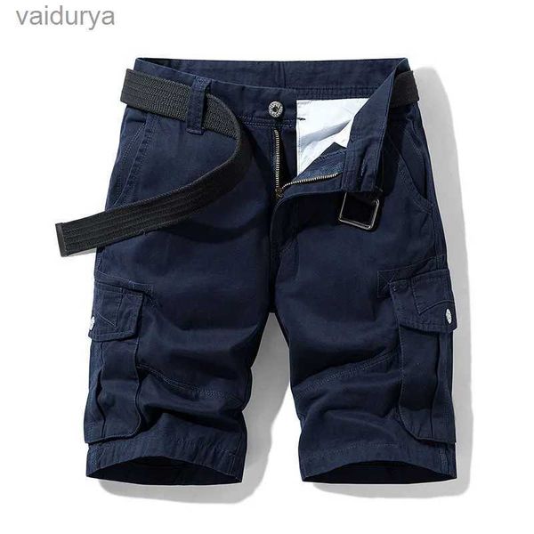 Shorts masculinos 2024 verão baggy multi bolso militar carga shorts algodão marinha masculino tático shorts calças curtas 30-38 sem cinto yq231220