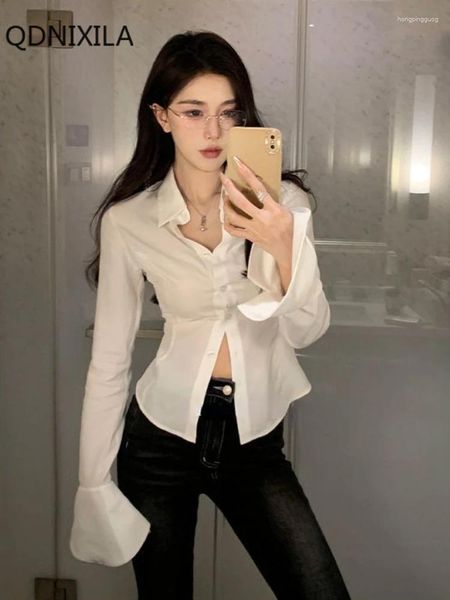 Damenblusen Mode Frau Bluse 2023 Top Frauen Sexy Spicy Girl Slim Fit Taille Hemd Weiße Hemden und