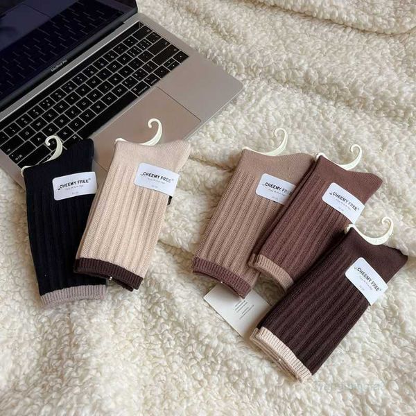 Herrensocken Cheemy Free Socken Kinder Herbst und Winter Warme Samtrippe Kontrast Doppelnadel Mittellange Damensocken Z4hp