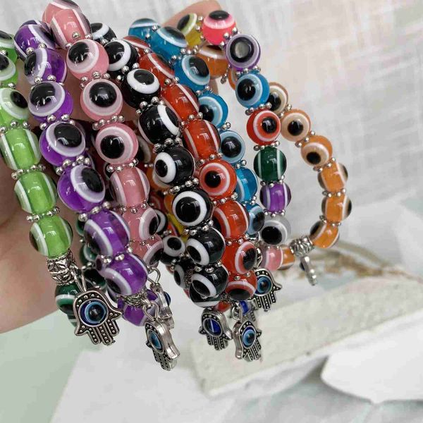 Kette Großhandel handgemachte Lucky Evil Eye Armband farbige Perlen für Frauen Männer Liebhaber rosa Japan Korea Zubehör Schmuck Geschenke