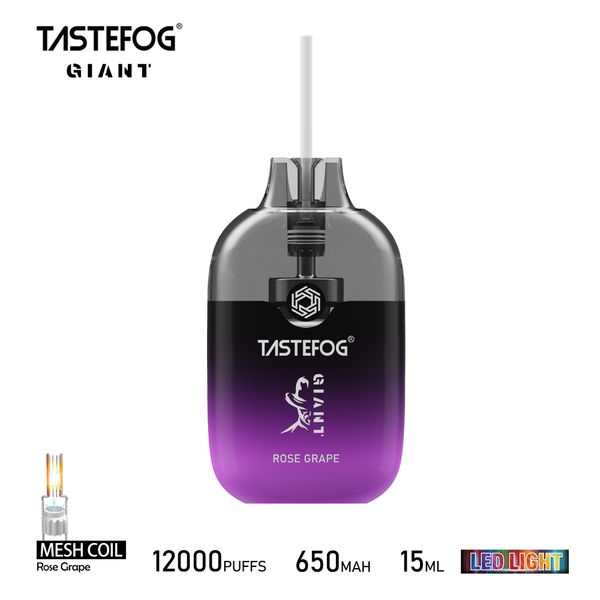 Новая одноразовая электронная сигарета Puff 12000 Vape Tastefog Giant Puff 12k, 2%, испаритель с 12 вкусами и контролем воздушного потока, фонарик RGB, низкая цена