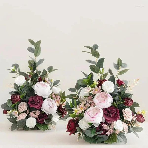 Flores decorativas 2pcs simulação flor flor plástico plástico peony rosa rosa cenário de boas -vindas sigl road líder festa de casamento